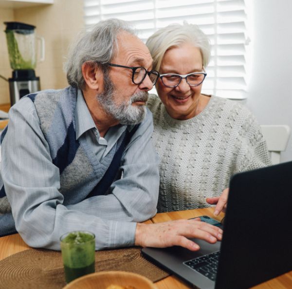 elderly couple planning