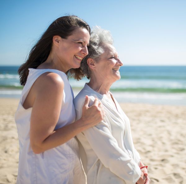 Mother and daughter at the beach